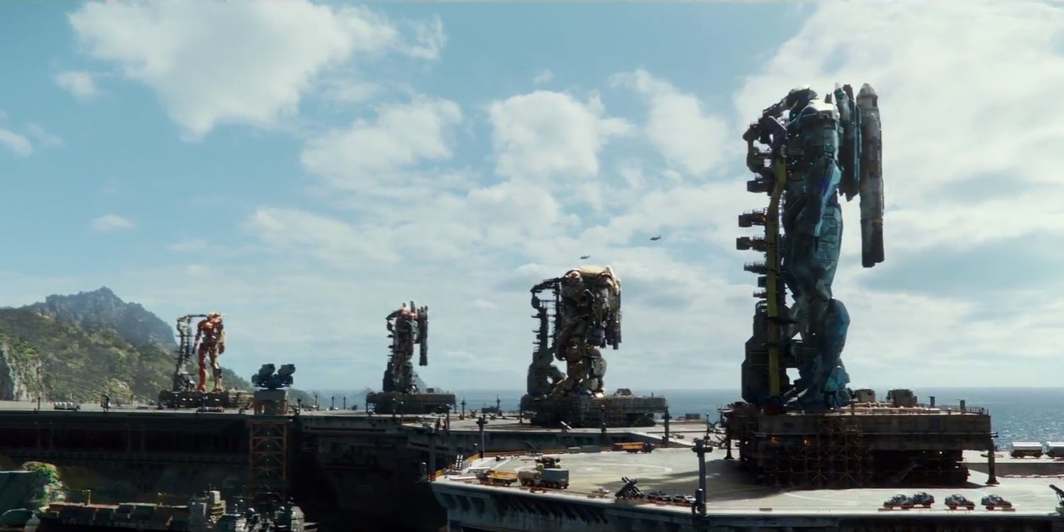 The Jaegers in a line in Pacific Rim: Uprising The Jaegers in a line in Pacific Rim: Uprising