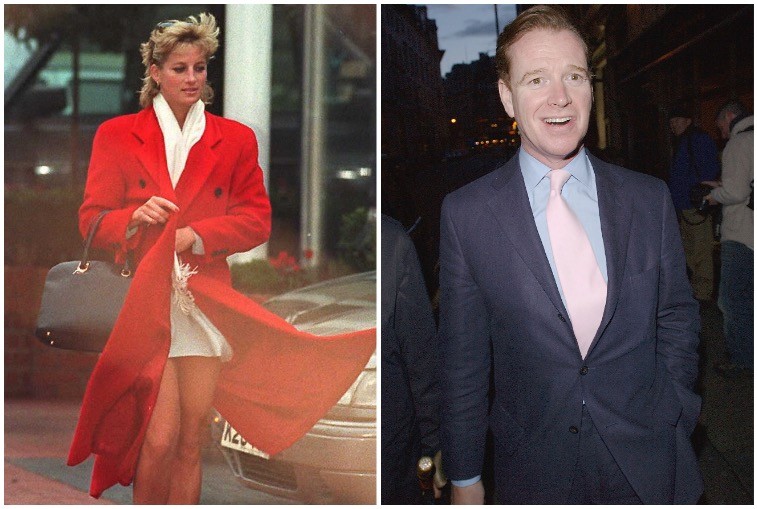 A collage featuring Princess Diana and James Hewitt.