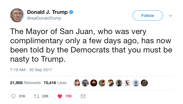 one of trump's Puerto Rico tweets one of trump's Puerto Rico tweets