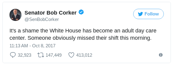 a tweet by Bob Corker a tweet by Bob Corker