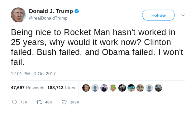 Trump tweet about rocket man Trump tweet about rocket man