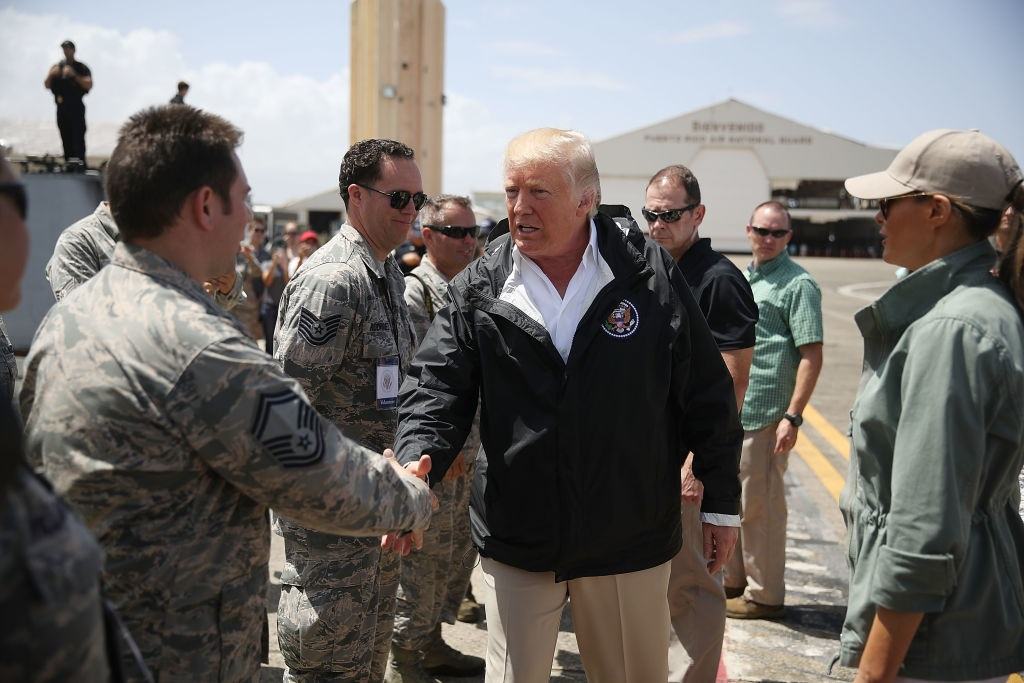 U.S. President Donald Trump greets U.S Air Force airmen President Donald Trump greets U.S Air Force airmen