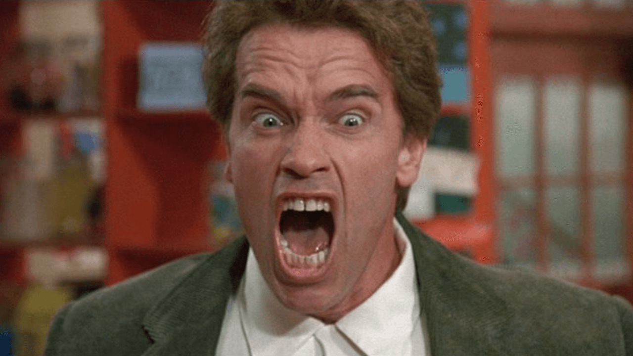 Arnold Schwarzenegger screams in Kindergarten Cop