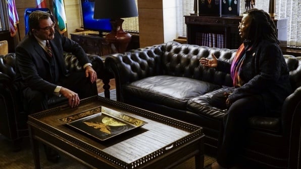 Tom Selleck as Frank Reagan and Whoopi Goldberg as Regina Thomas on Blue Bloods