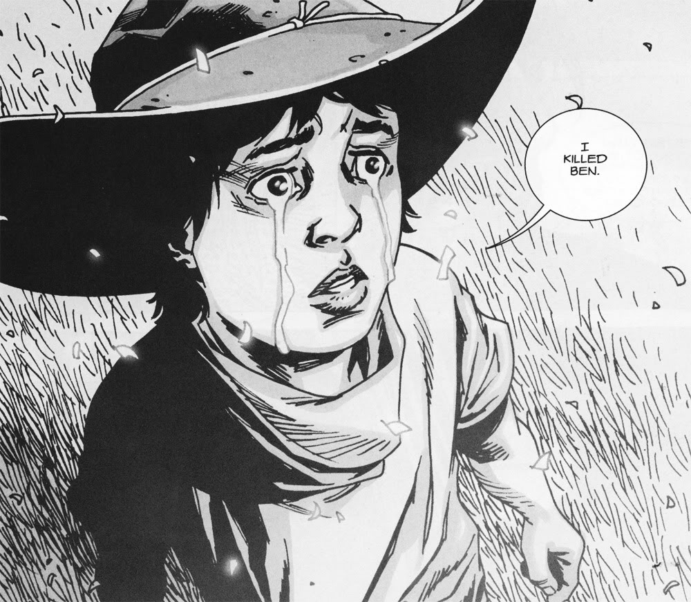 Crying Carl Grimes Carl Grimes, crying, says 'I killed Ben.'