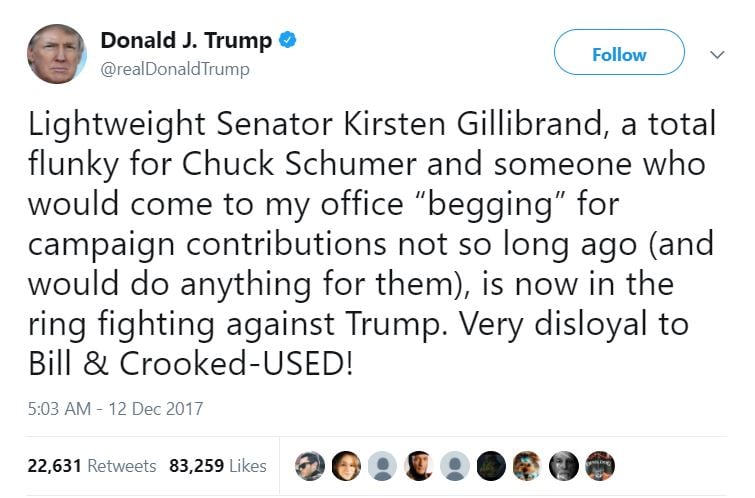 One of Trump's tweets One of Trump's tweets