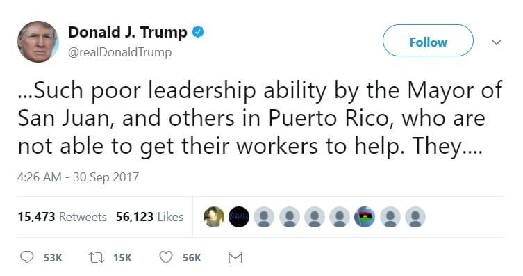 One of Trump's tweets One of Trump's tweets