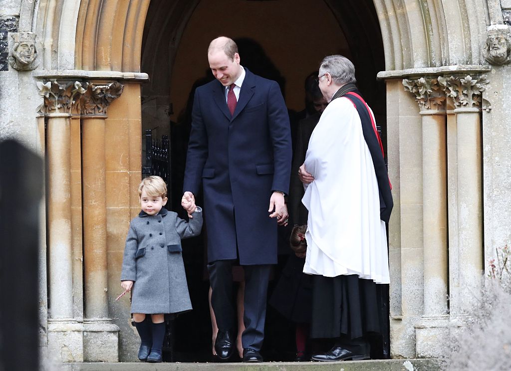 Prince William and George exit church