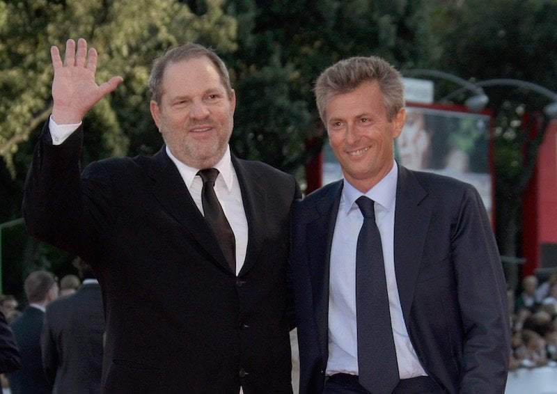 Producer Harvey Weinstein and Fabrizio Lombardo attend the Michael Clayton Premiere in Venice during day 3 of the 64th Venice Film Festival on August 31, 2007 in Venice, Italy.