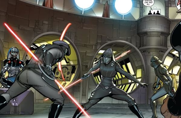 The Inquisitors battle as Palpatine and Vader watch over them The Inquisitors battle as Palpatine and Vader watch over them
