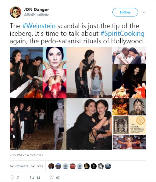 a tweet from jon danger about weinstein and spirit cooking a tweet from jon danger about weinstein and spirit cooking