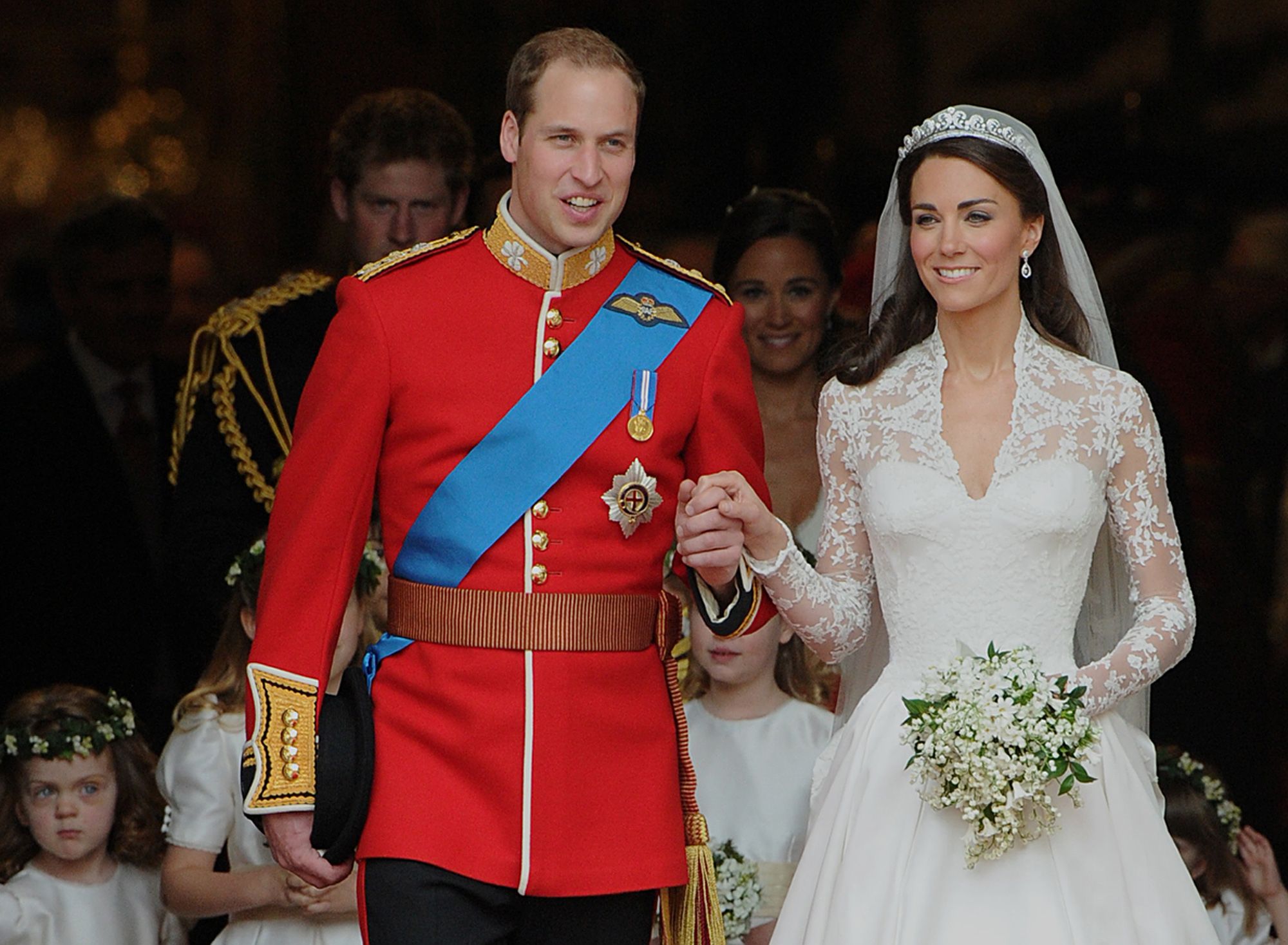 Kate Middleton and Prince William on their wedding day. 