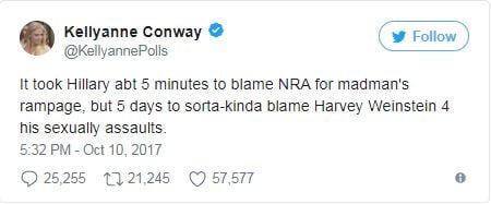 A tweet from Kellyann Conway