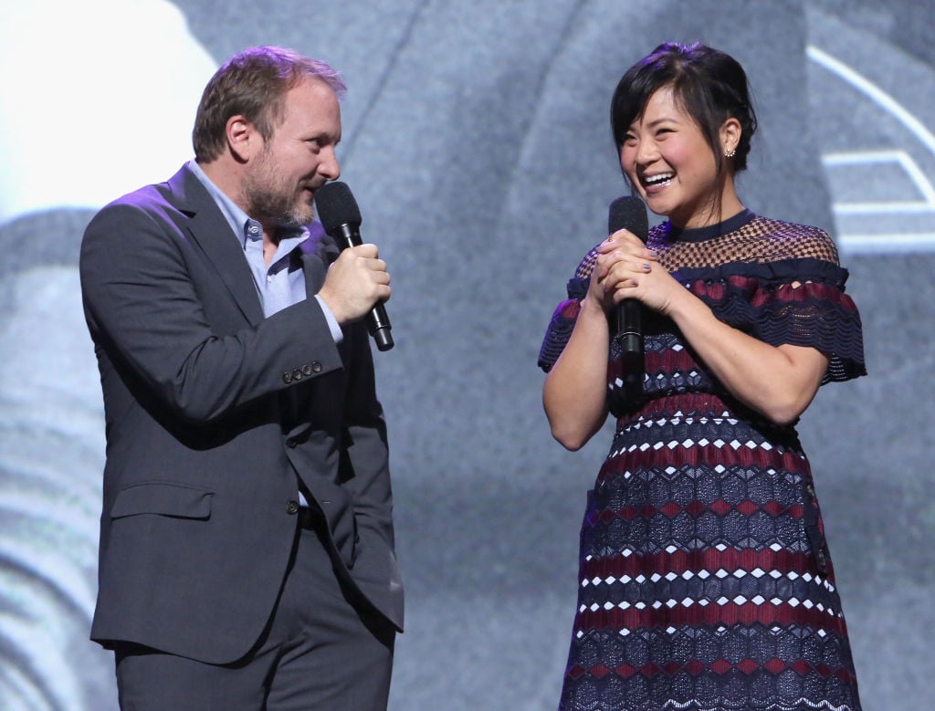 Rian Johnson and Kelly Marie Tran at Disney's D23 Expo Rian Johnson and Kelly Marie Tran at D23