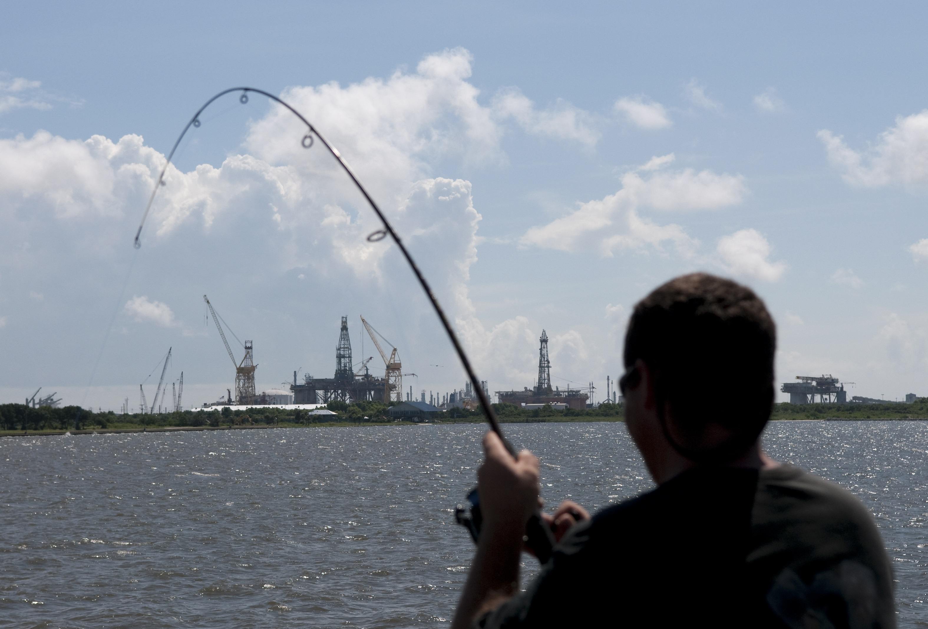 man fishing in Mississippi