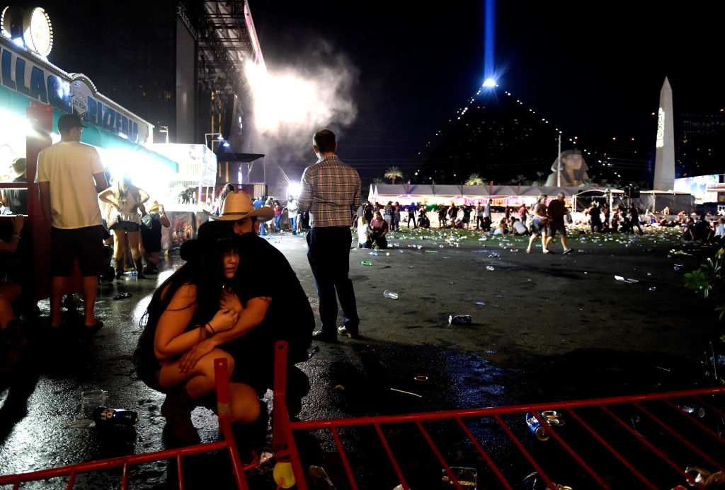 people cowering at Las Vegas festival