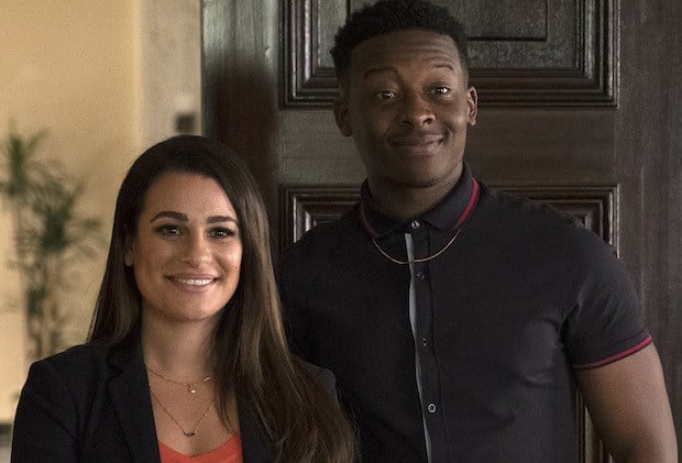 LEA MICHELE and BRANDON MICHEAL HALL stand next to each other LEA MICHELE and BRANDON MICHEAL HALL stand next to each other