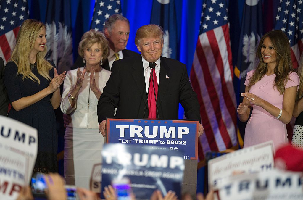 Donald Trump celebrates winning the South Carolina primary in Spartanburg, South Carolina Donald Trump celebrates winning the South Carolina primary in Spartanburg, South Carolina