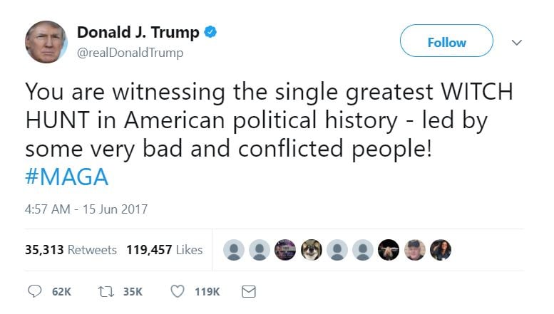 One of Trump's tweets One of Trump's tweets