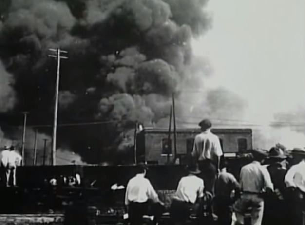 A horrifying image from the Tulsa race riots. A horrifying image from the Tulsa race riots.