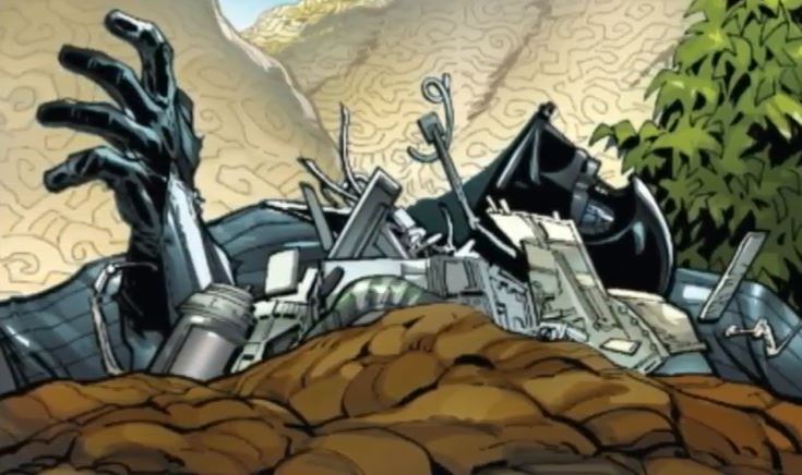 Vader on the ground next to his broken suit. Vader on the ground next to his broken suit.