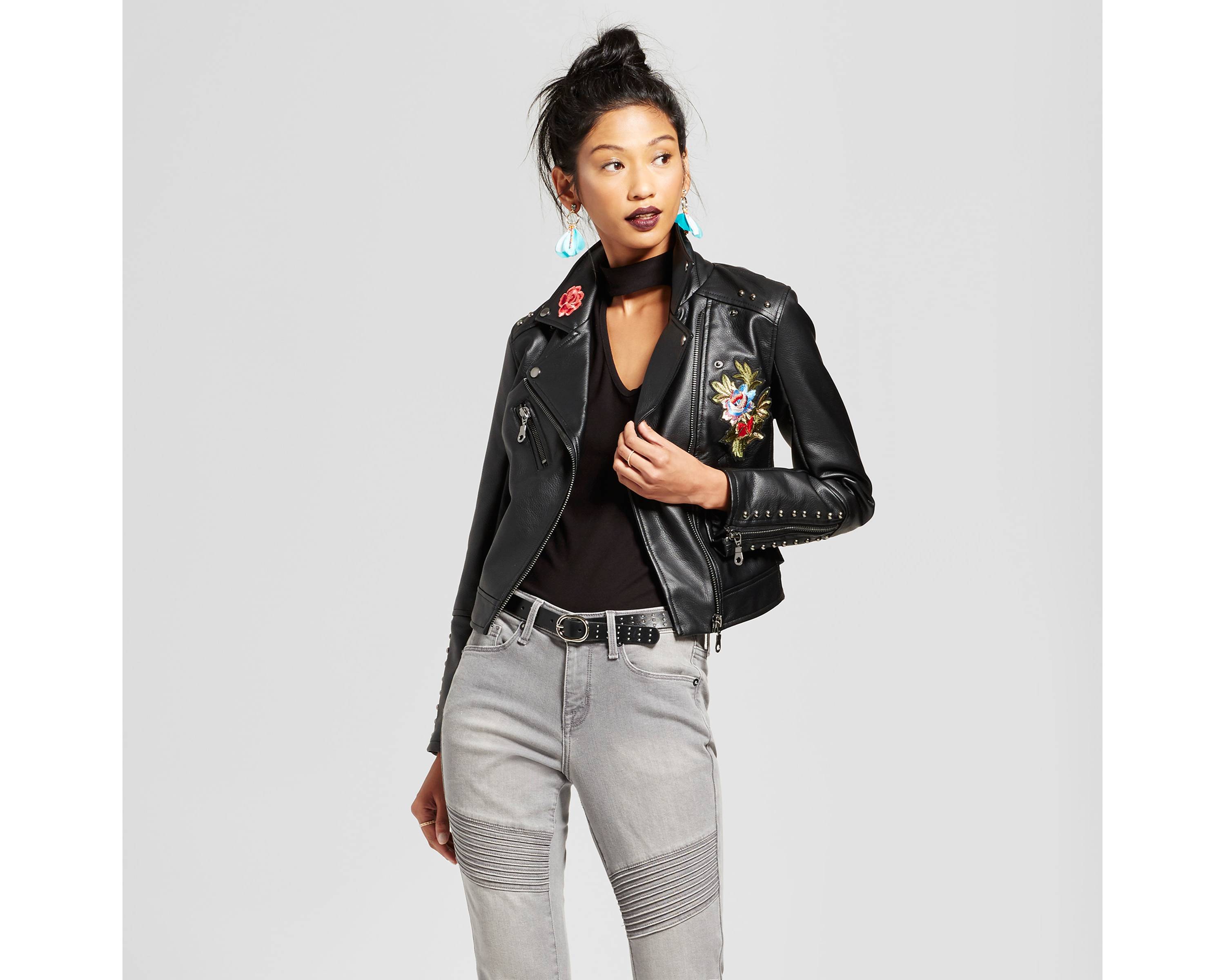 Women's Embroidered Moto Jacket - Xhilaration