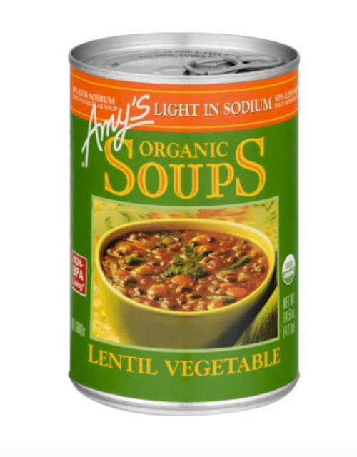 A can of lentil soup. A can of lentil soup.