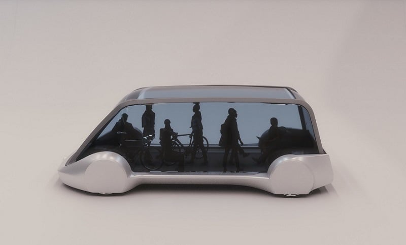 Mockup of Boring Company pod in which travelers could travel underground