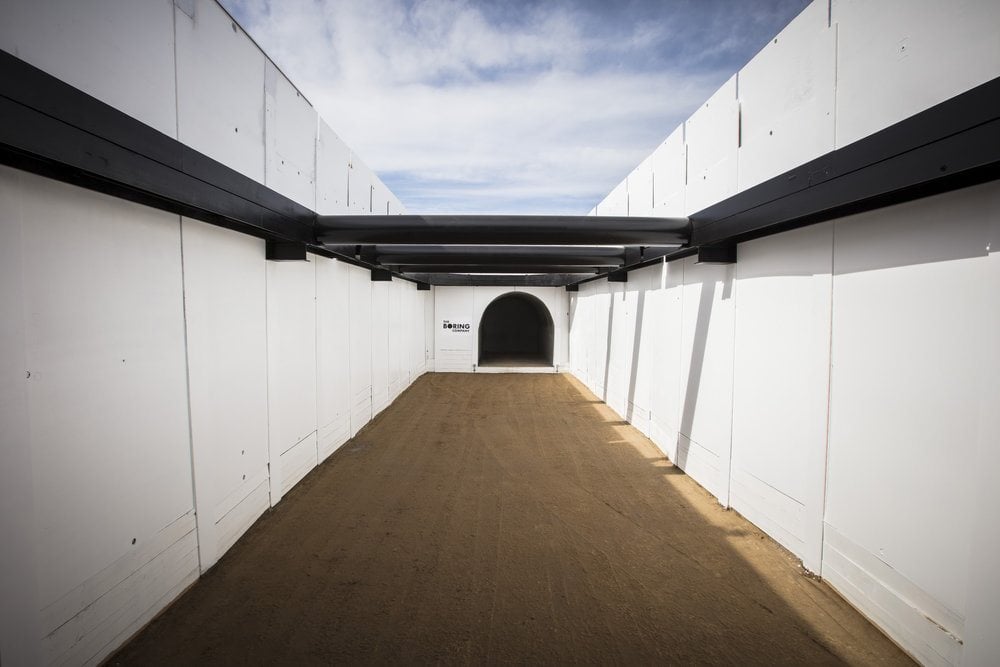 View of early stages of a Boring Company tunnel