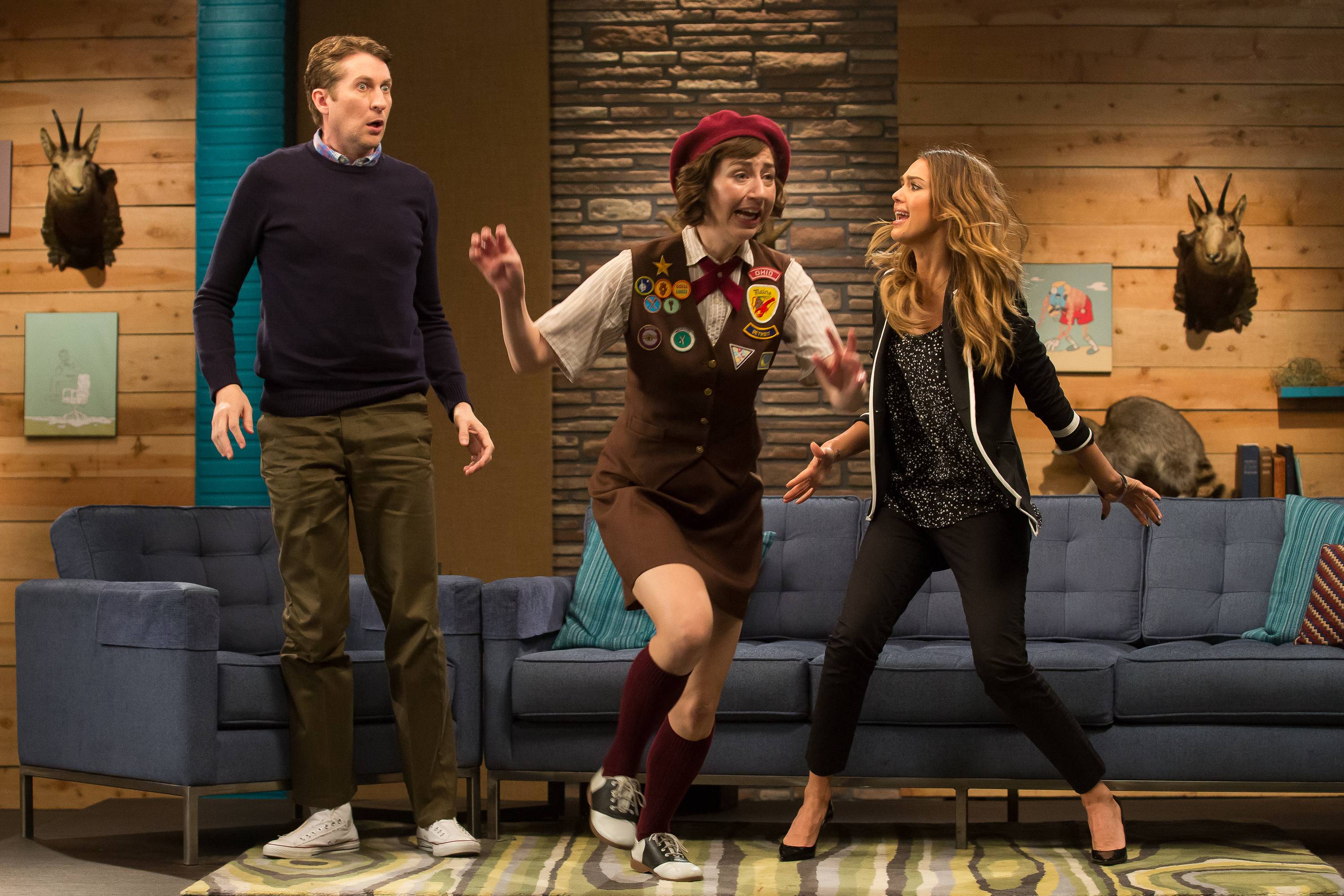 Two girls jump on Comedy Bang Bang Two girls jump on Comedy Bang Bang