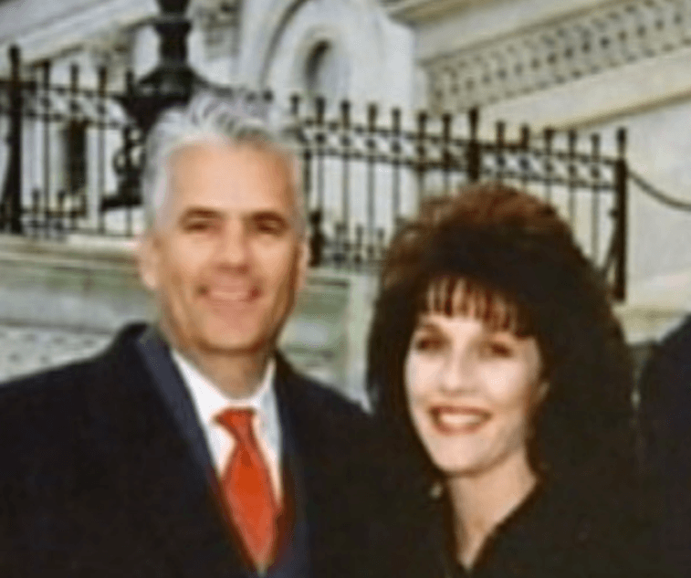 John Ensign stands with Charlotte Hampton. John Ensign stands with Charlotte Hampton.