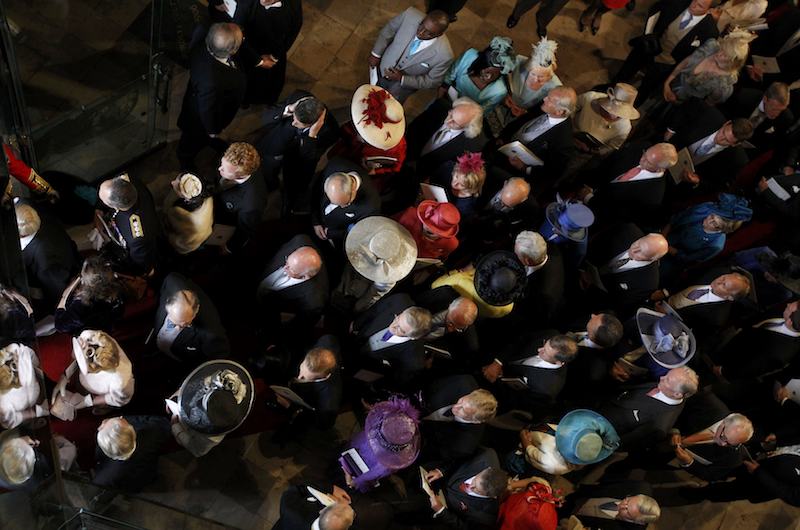 Guests leave after the wedding between Prince William, Duke of Cambridge and Catherine, Duchess of Cambridge at Westminster Abbey