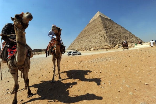 The pyramid of Khafre in Giza, southwest of central Cairo, Egypt The pyramid of Khafre in Giza, southwest of central Cairo, Egypt
