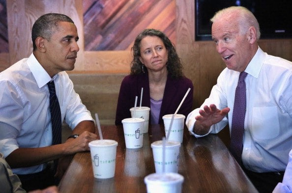 joe biden and barack obama at a diner with paper cups joe biden and barack obama at a diner with paper cups