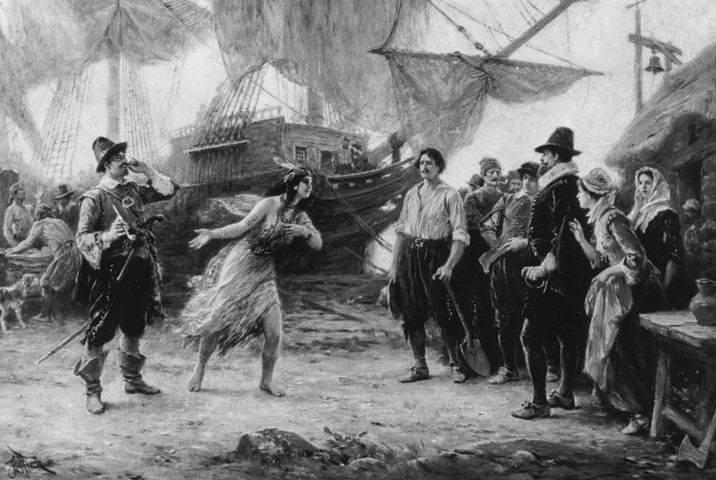 an engraving depicting the abduction of pocahontas an engraving depicting the abduction of pocahontas