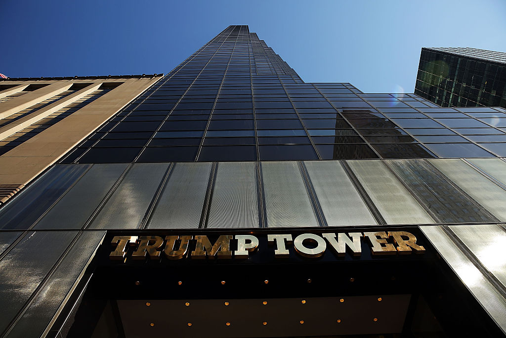 Trump Tower stands along 5th Avenue in Manhattan as police stand guard outside