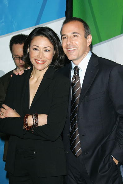 ann curry and matt lauer pose together, both in black ann curry and matt lauer pose together, both in black