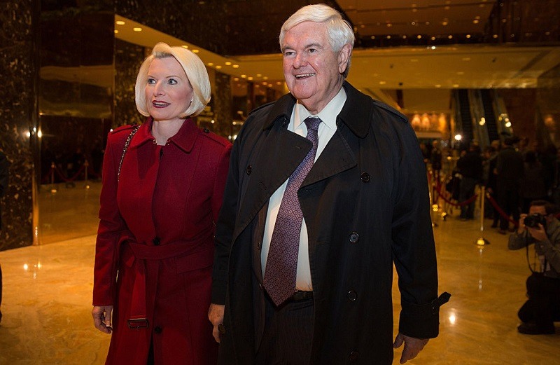 Former U.S. Rep. Newt Gingrich and his wife Callista leave following his visit with President-elect Donald Trump at Trump Tower on November 21, 2016 in New York City. President-elect Donald Trump and his transition team are in the process of filling cabinet and other high level positions for the new administration.