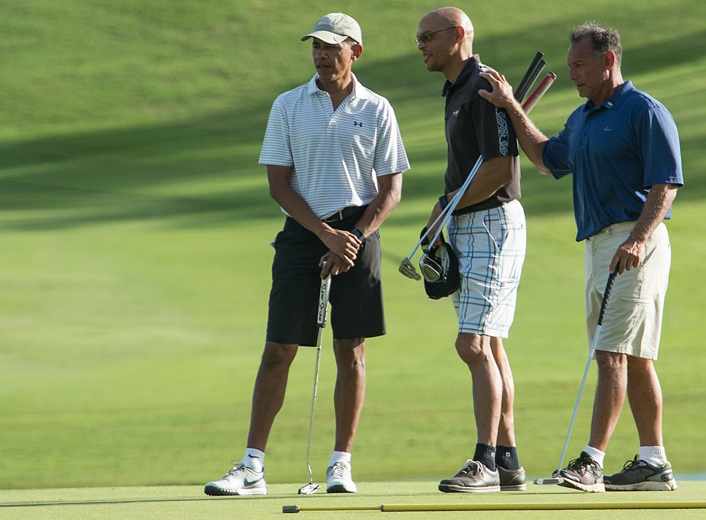 barack obama on the golf course with friends