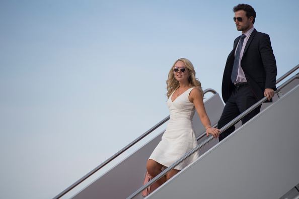 Tiffany Trump and her boyfriend Ross Mechanic walk off Air Force One at Andrews Air Force Base, MD, April 16, 2017. Tiffany Trump and her boyfriend Ross Mechanic walk off Air Force One at Andrews Air Force Base, MD, April 16, 2017.