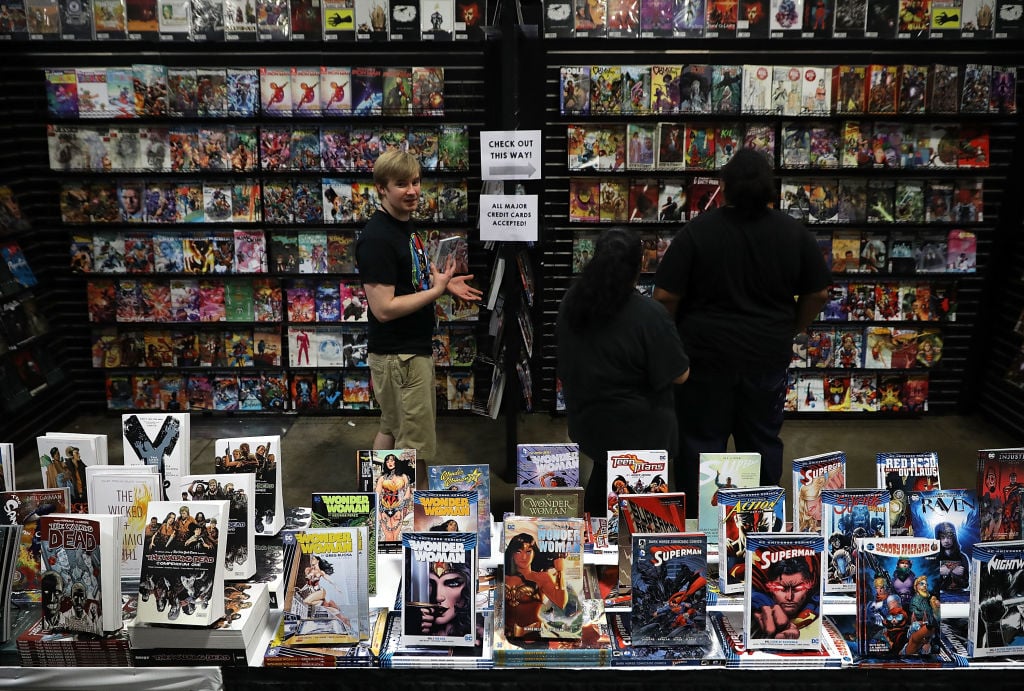a comic book alley at comic con a comic book alley at comic con
