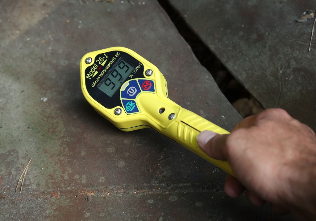 A geiger counter detects large amounts of radiation. A geiger counter detects large amounts of radiation.