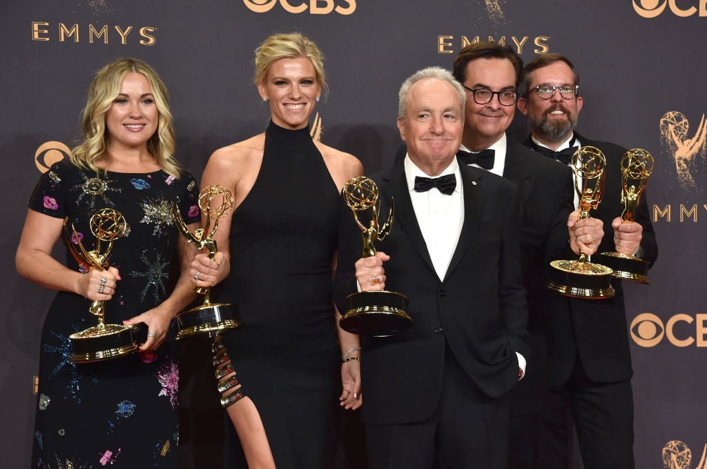 Lindsay Shookus poses with fellow SNL producers in the press room during the 69th Annual Primetime Emmy Awards at Microsoft Theater on September 17, 2017 in Los Angeles, California. Lindsay Shookus poses with fellow SNL producers in the press room during the 69th Annual Primetime Emmy Awards at Microsoft Theater on September 17, 2017 in Los Angeles, California.