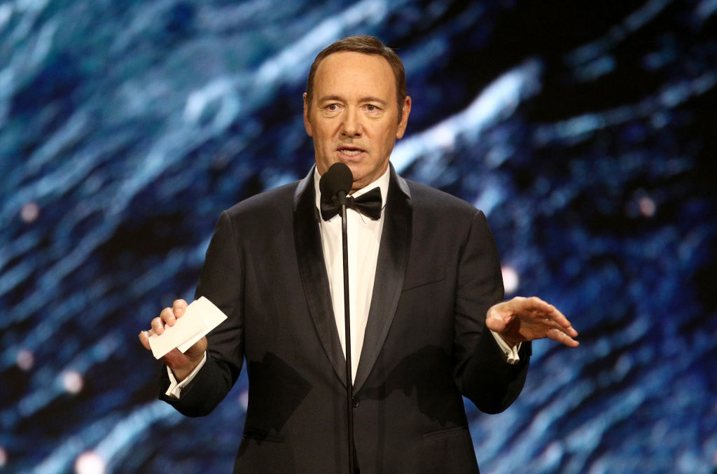 Kevin Spacey onstage at the 2017 AMD British Academy Britannia Awards on October 27, 2017 in Beverly Hills, California, days before the allegations were made public.