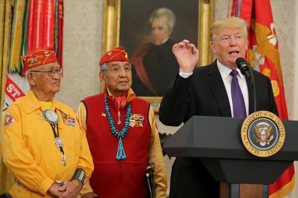 donald trump speaks with native american code talker veterans