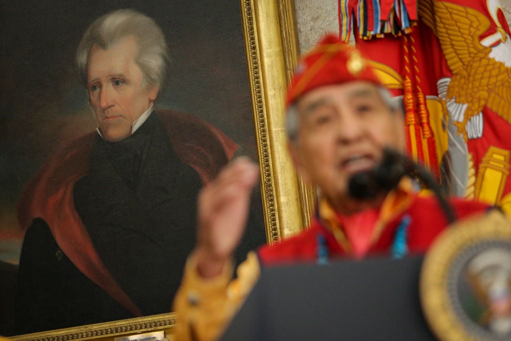 andrew jackson portrait behind a navajo code talker andrew jackson portrait behind a navajo code talker