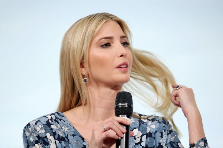 Ivanka Trump, daughter of U.S. President Donald Trump, is seen on stage of the W20 conference on April 25, 2017 in Berlin, Germany.