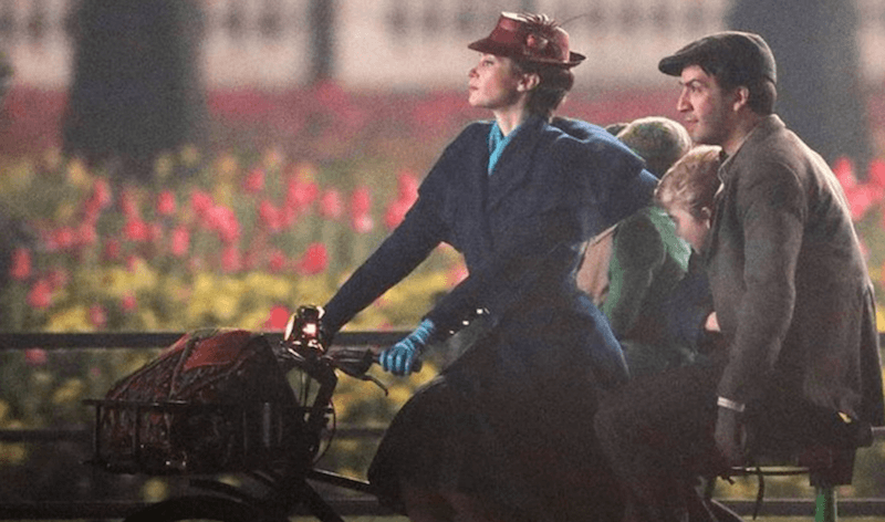 Mary Poppins rides a bike. Mary Poppins rides a bike.