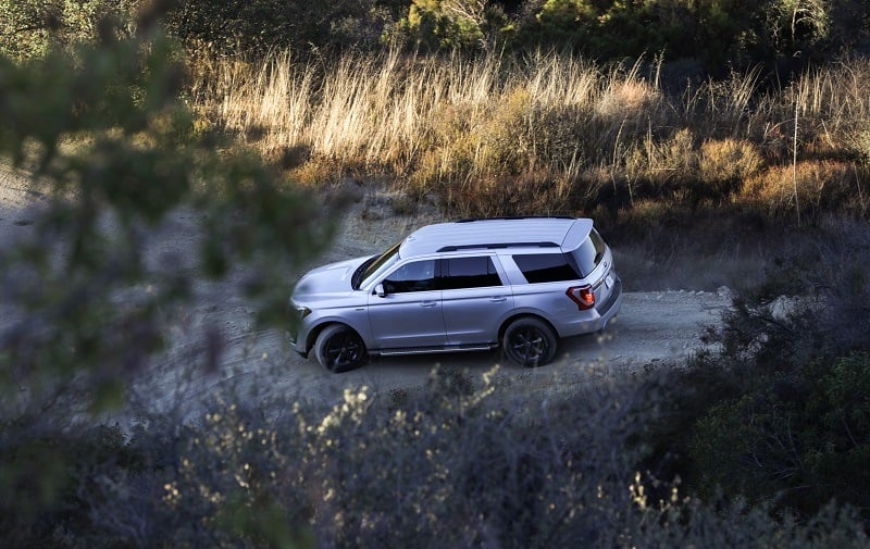 OVerhead shot of 2018 Ford Expedition on off-road course