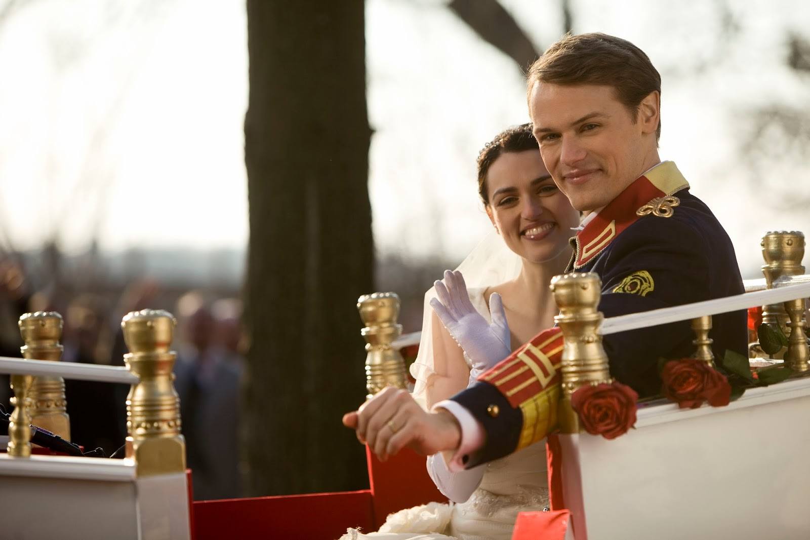 Katie McGrath as Jules Daly and Sam Heughan as Prince Ashton in A Princess for Christmas Katie McGrath as Jules Daly and Sam Heughan as Prince Ashton in A Princess for Christmas
